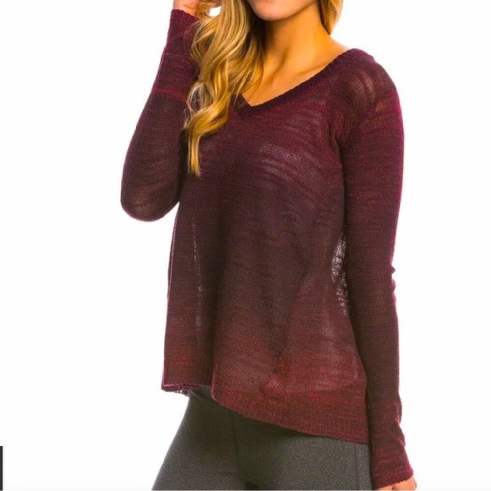 Prana Julien Sweater Ombre Red Size M Yoga Open Back Layering Lightweight - Picture 6 of 16